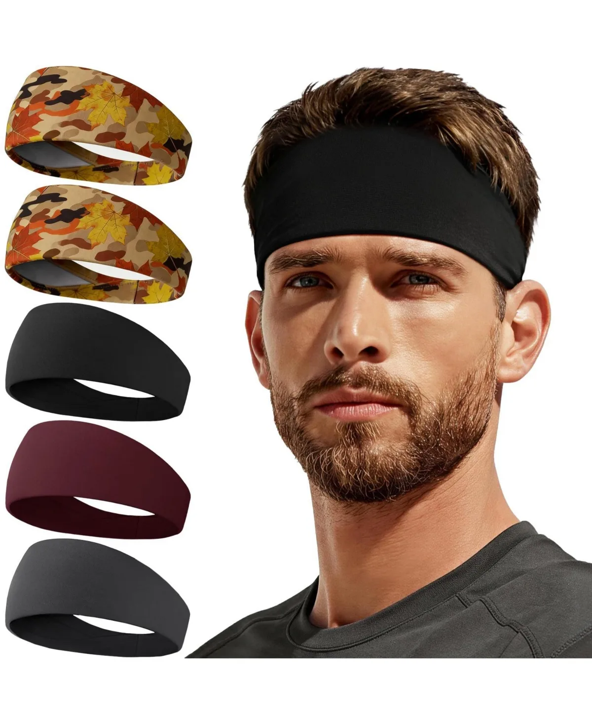 5 Pack Moisture Wicking Sports Headbands Lightweight Non Slip Workout Gear by Peneyon