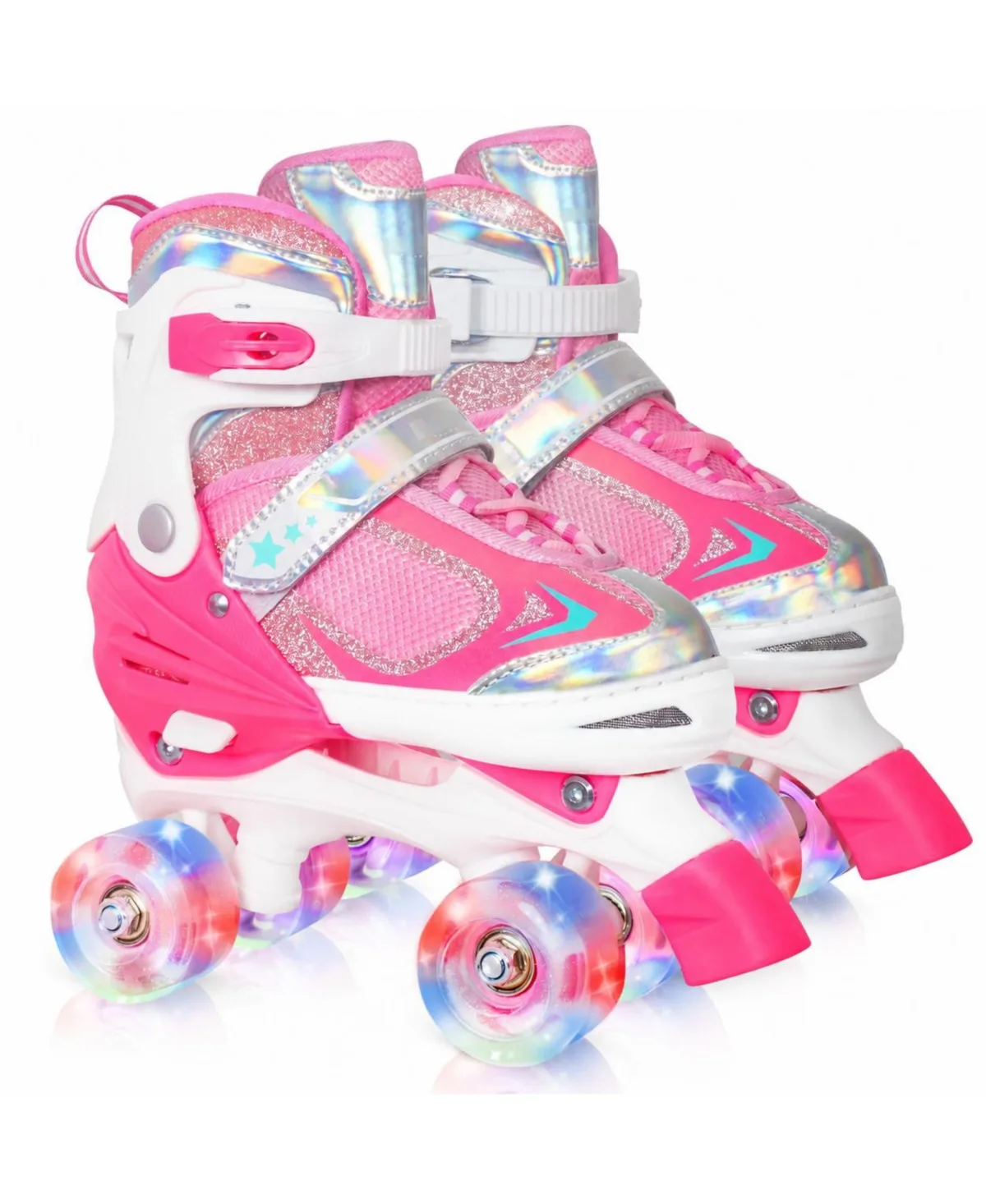 Adjustable Quad Roller Skates Light Up Wheels Indoor Outdoor Sports by Furlihong