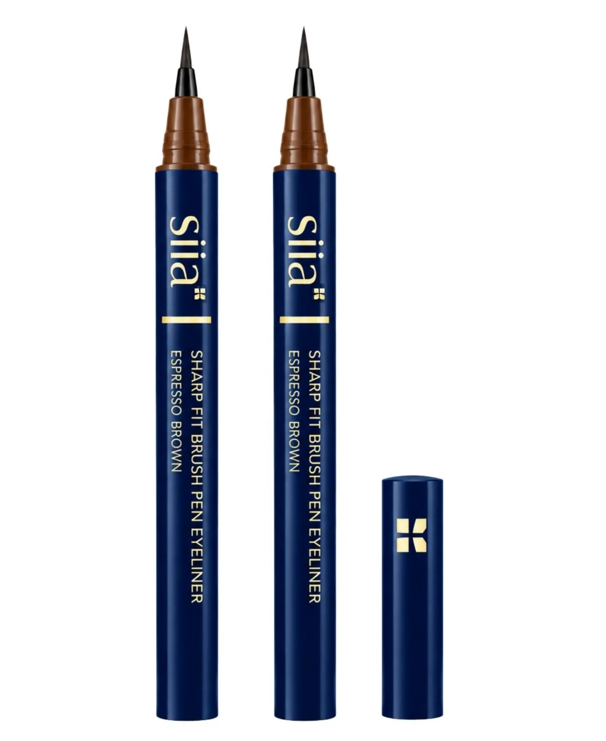 2-Pieces Sharp Fit Brush Pen Eyeliner - 02 Espresso Brown by Siia Cosmetics