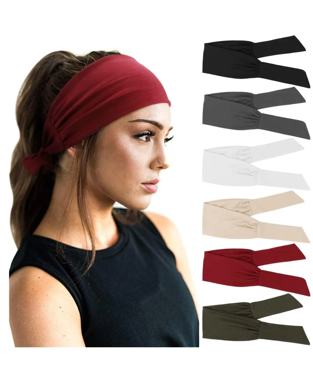 Adjustable Knotted Non-Slip Hair Bands, 6-Piece Set by Peneyon