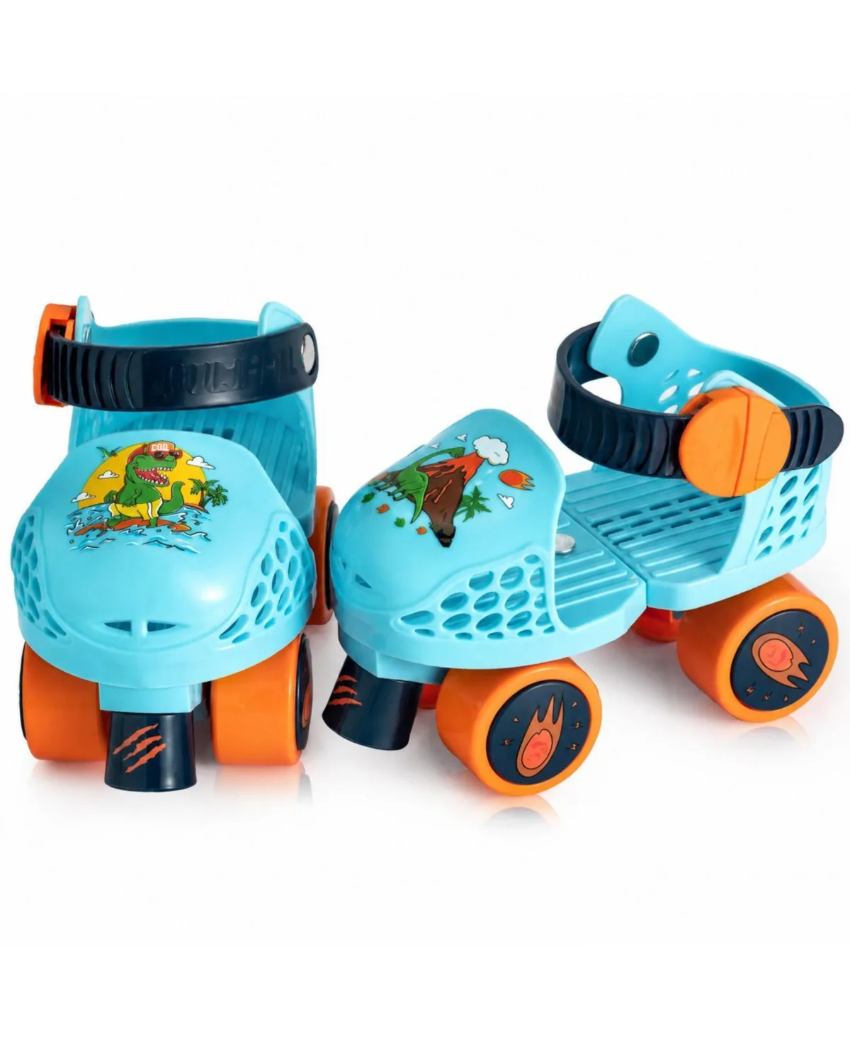 Adjustable Beginner Quad Roller Skates Dinosaur Blue by Magicorange