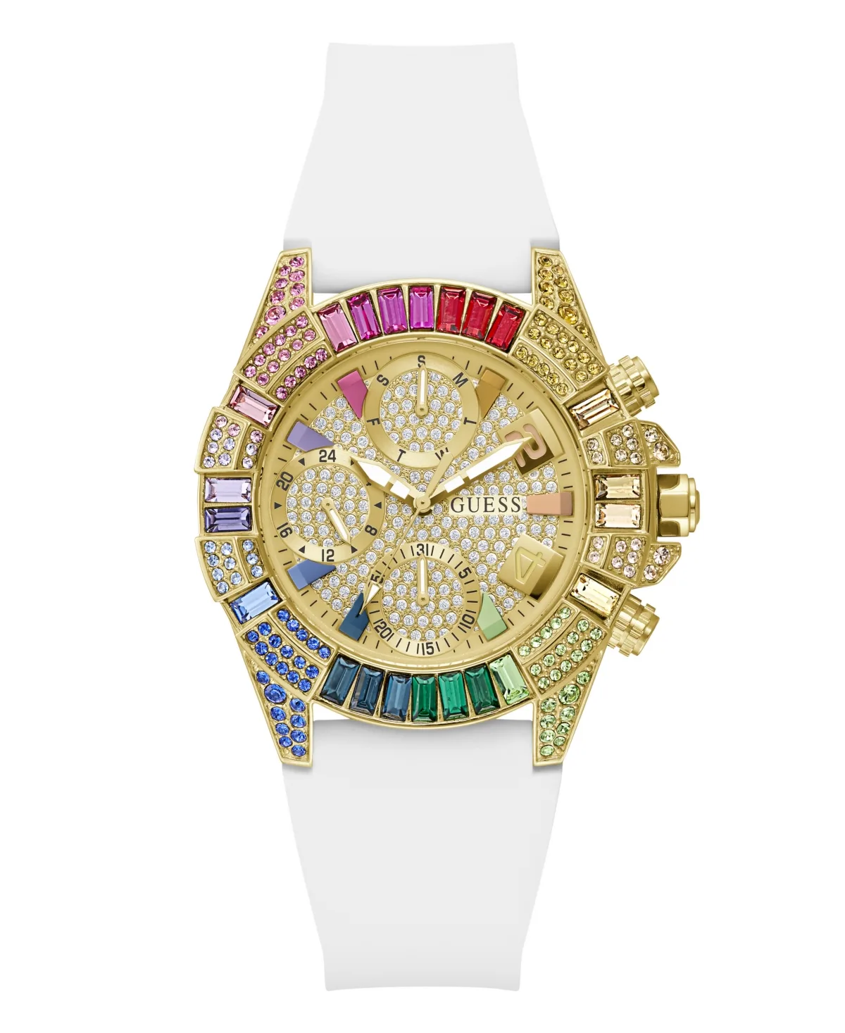 Quartz Day and Date Pride White Silicone Watch 39mm by GUESS