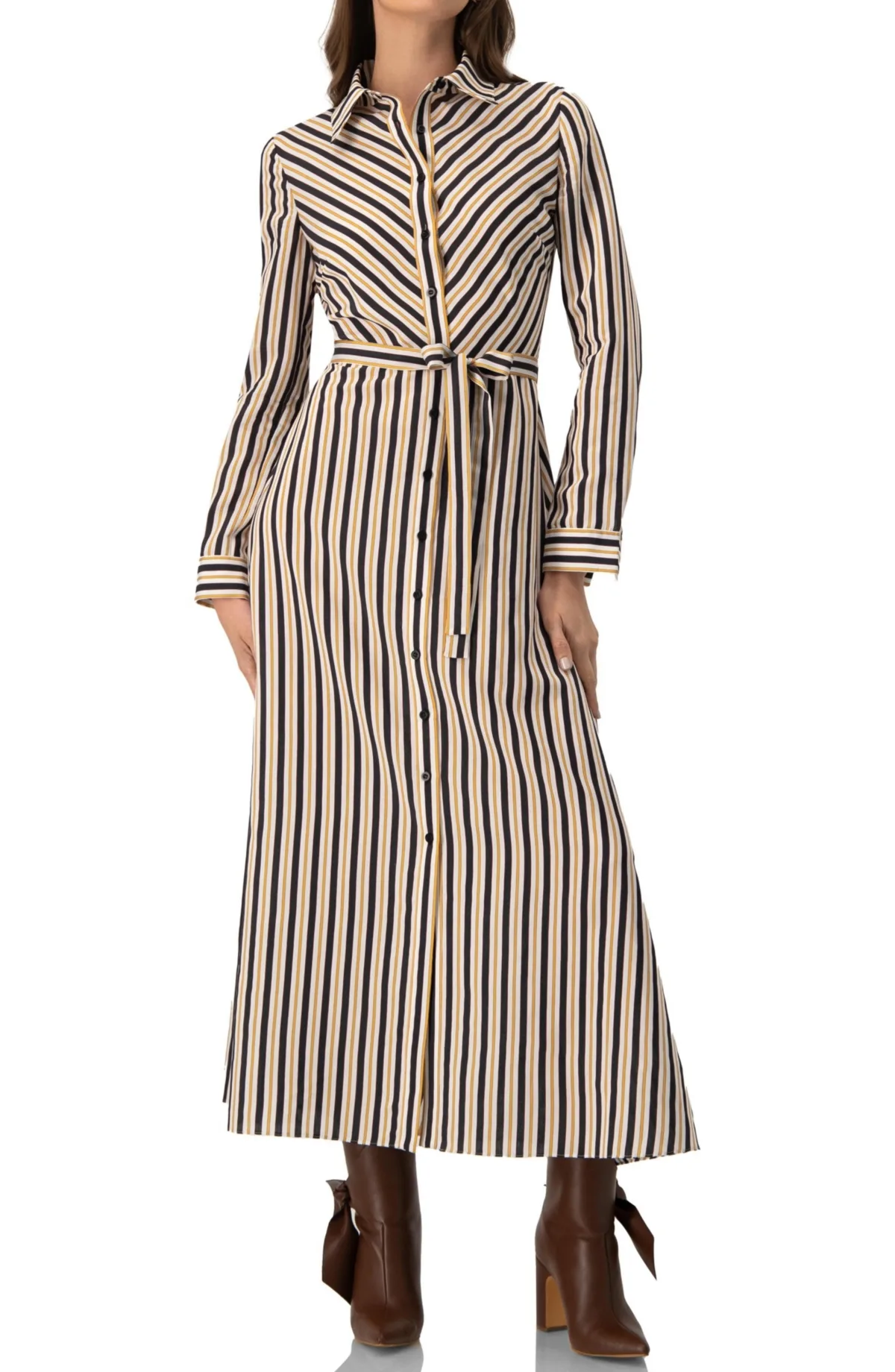 Long Striped Shirt Dress by Ivonne