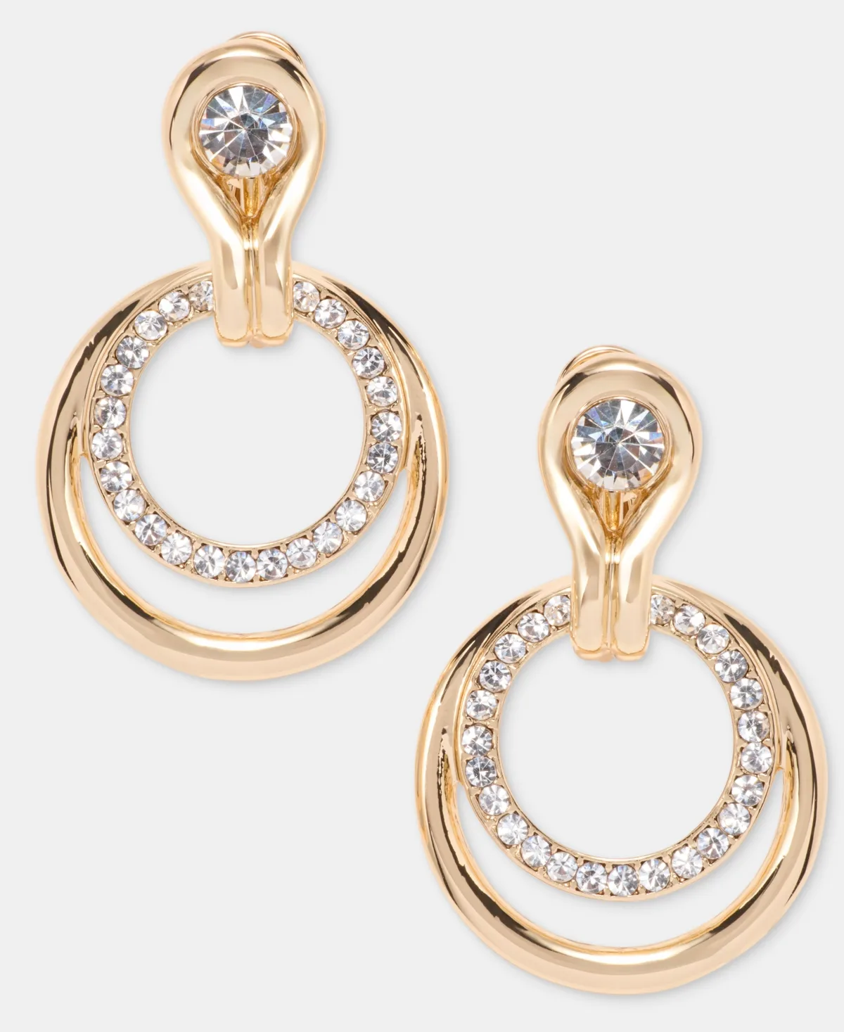 Glass Crystal Orbital Clip on Earrings
