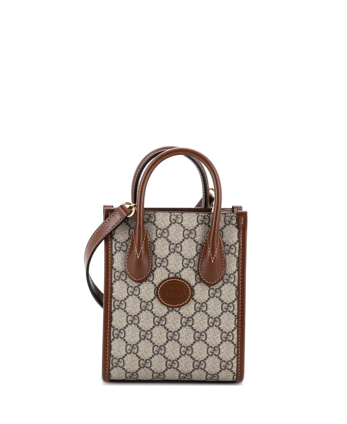 Pre-Owned Gucci Mini Interlocking G Patch Tote Gg Coated Canvas by Gucci