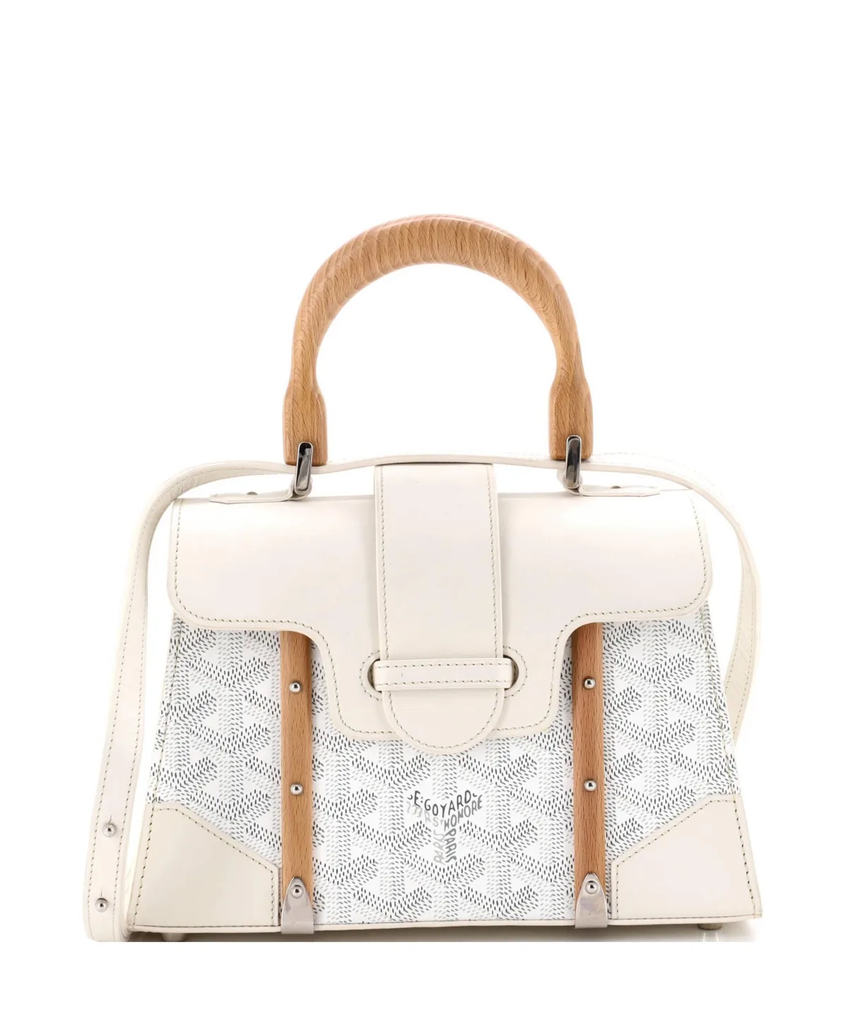 Pre-Owned Goyard Mini Structured Saigon Top Handle Bag Coated Canvas with Leather by Pre Owned Goyard