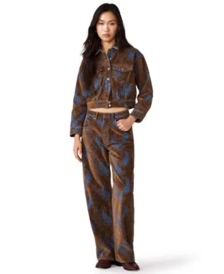 Dove Cropped Corduroy Jacket Sydnee High Waisted Wide Leg Paisley Print Jeans by Steve Madden