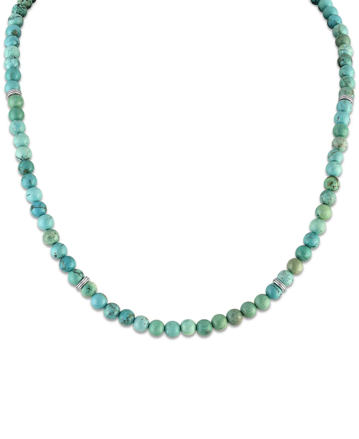 Beaded Chain Necklace in Sterling Silver by Esquire Mens Jewelry