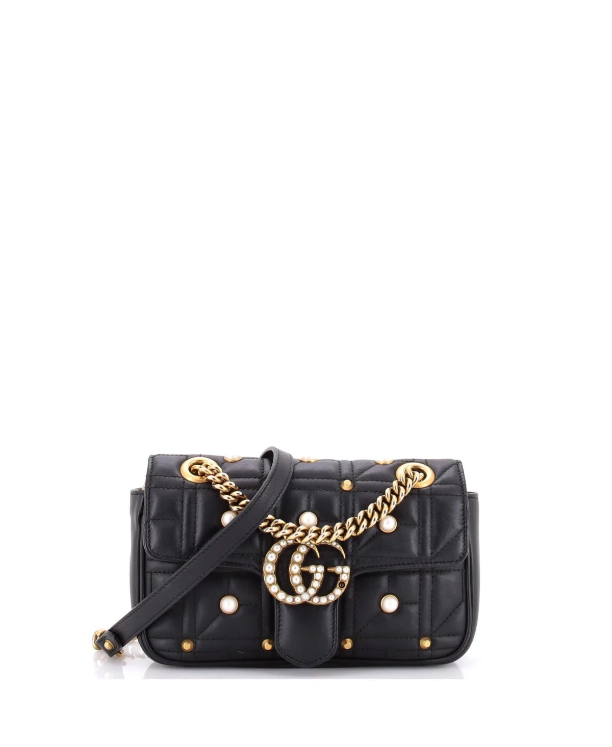 Pre-Owned Gucci Pearly Gg Marmont Mini Embellished Flap Bag by Gucci