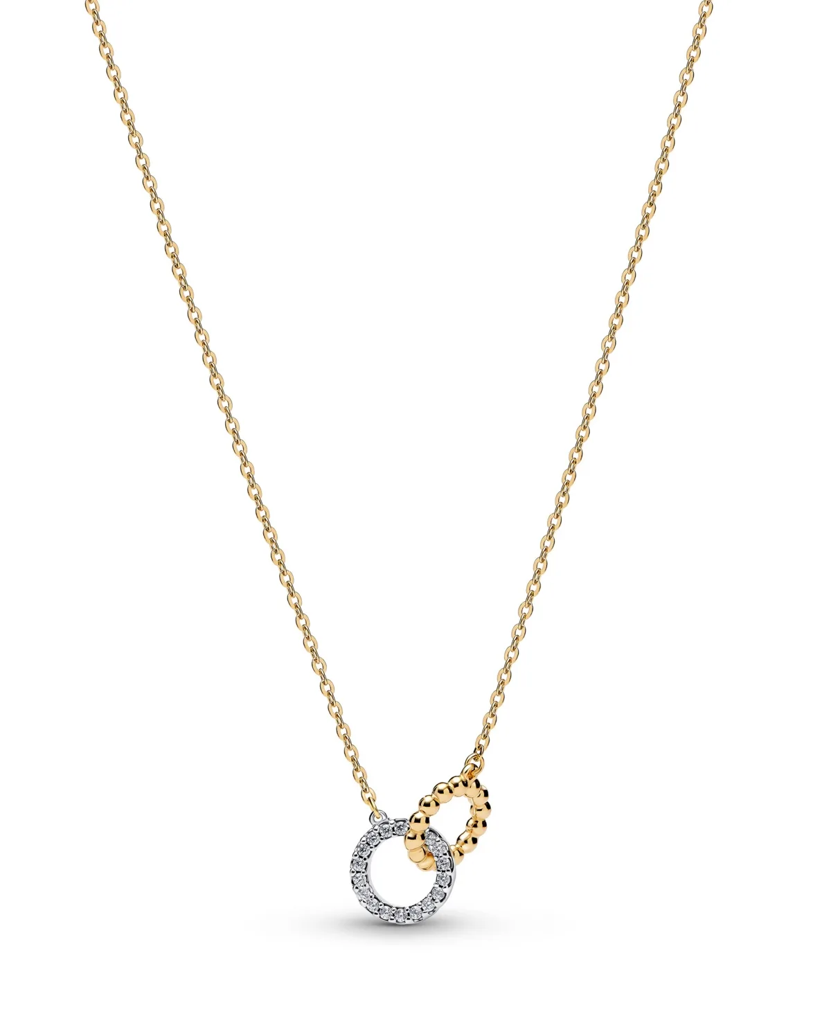 Cubic Zirconia Two-Tone Interlocking Circles Necklace by Pandora