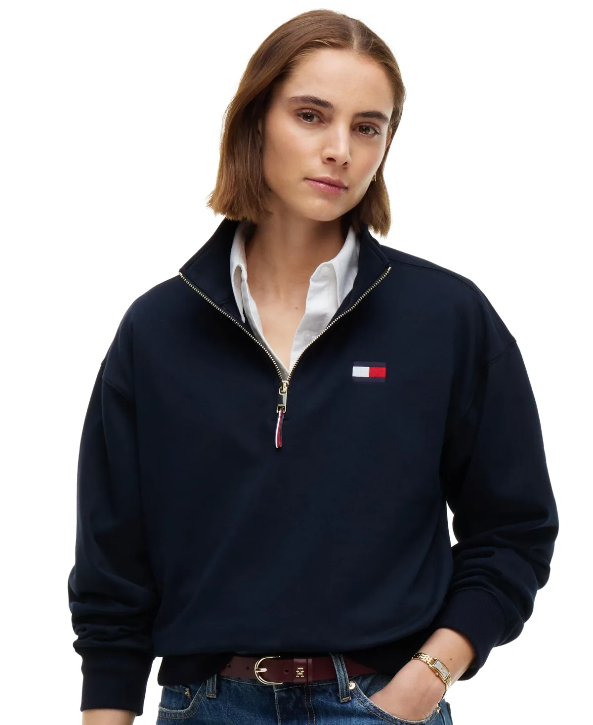 Half-Zip Mock Neck Sweatshirt