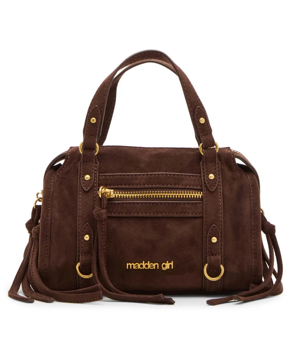 Faux Suede Small Compact Satchel Handbag by Madden Girl