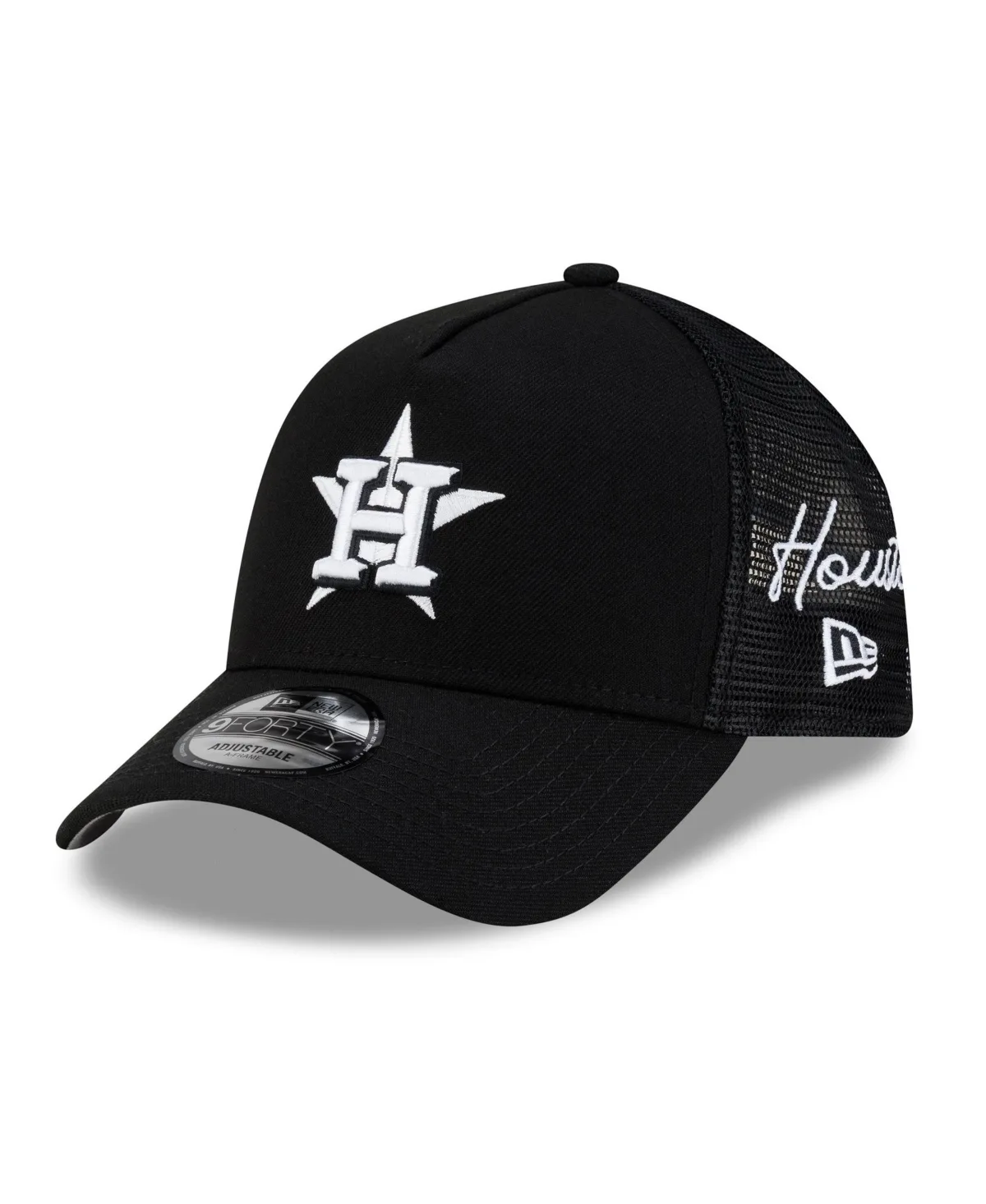Houston Astros 9FORTY A-Frame Side Script Trucker Adjustable Hat by New Era