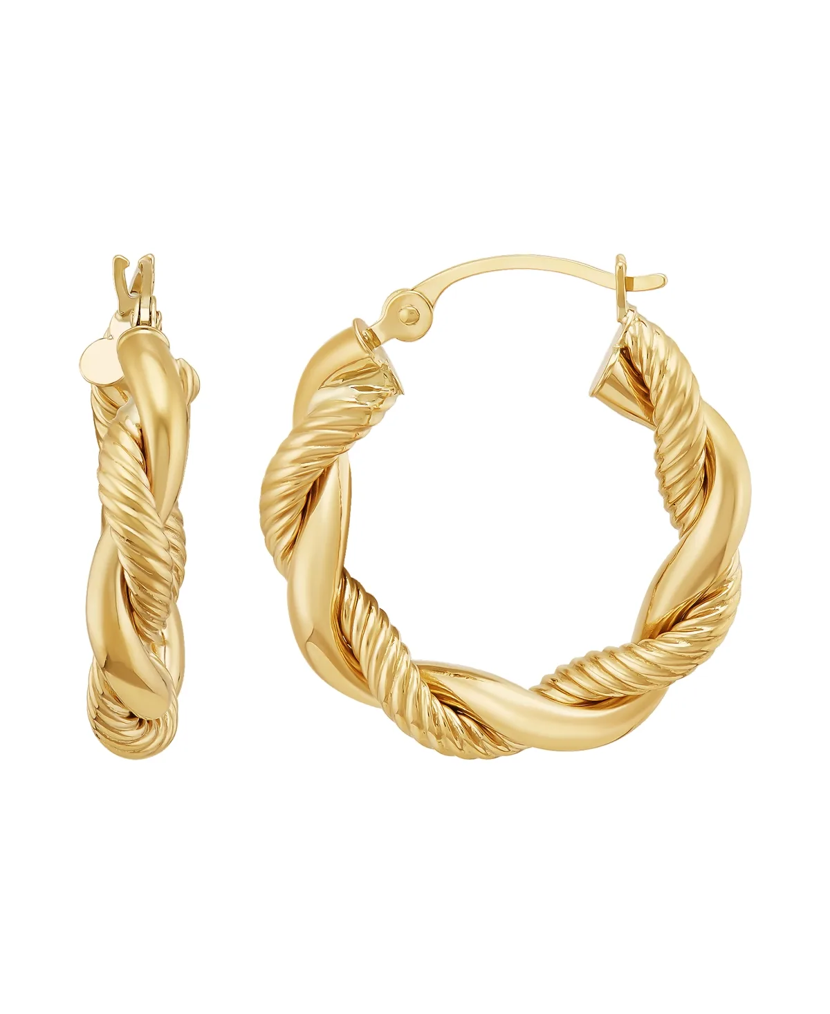 Polished Tube Hoop Earrings, 2x20mm in 10k Yellow Gold