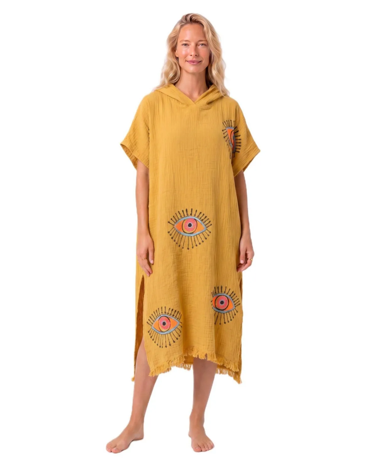 Mira Hooded V-Neck Short-Sleeve Beach Cover-Up by Tutunaki