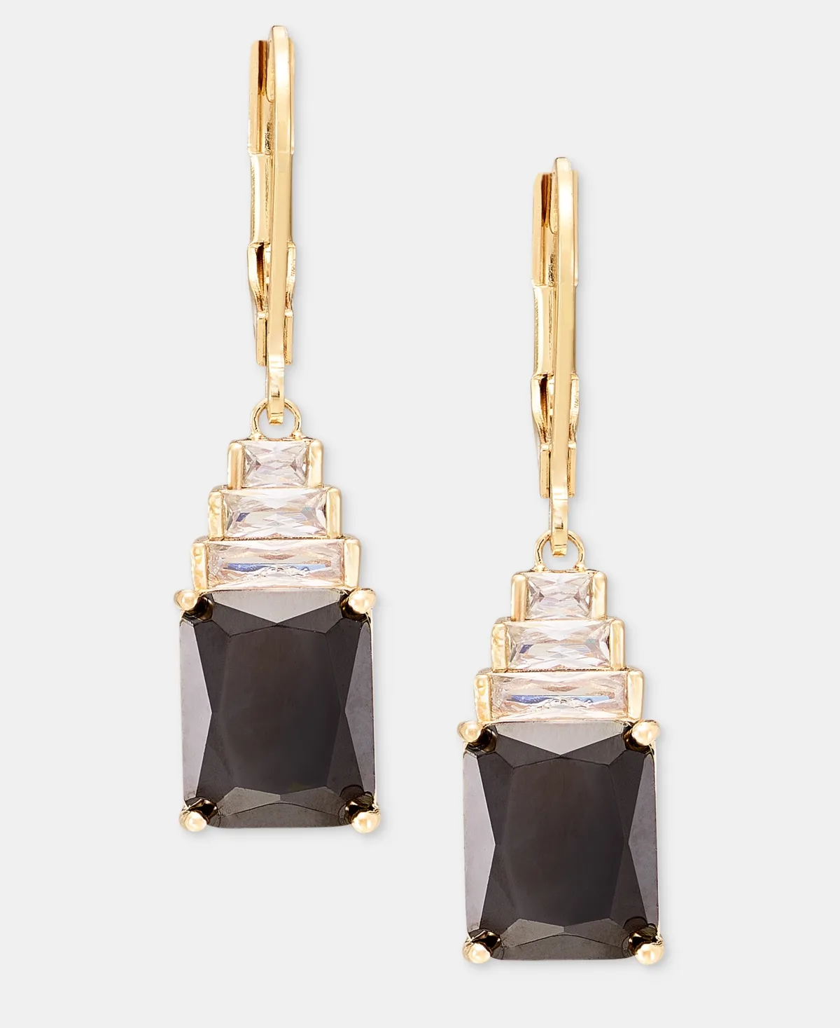 Gold-Tone Siam Cubic Zirconia Square Drop Earrings