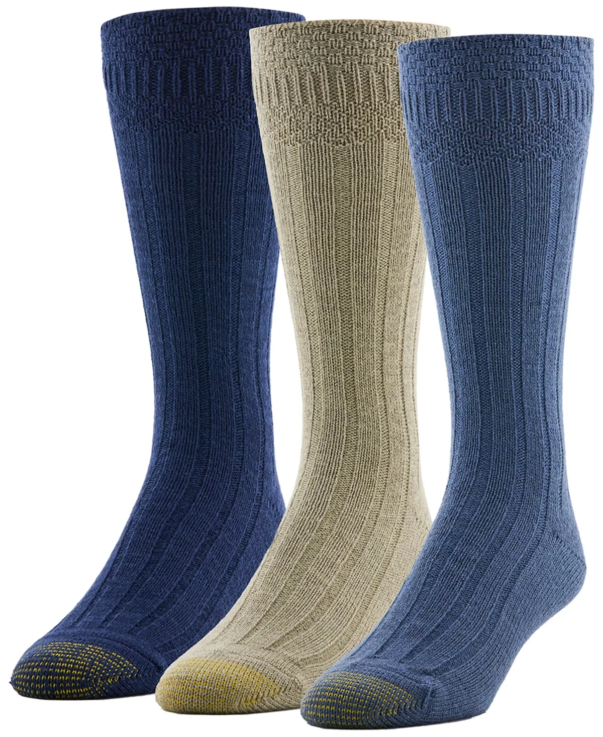 Textured Border Ribbed Crew Socks 3-Pack by Gold Toe