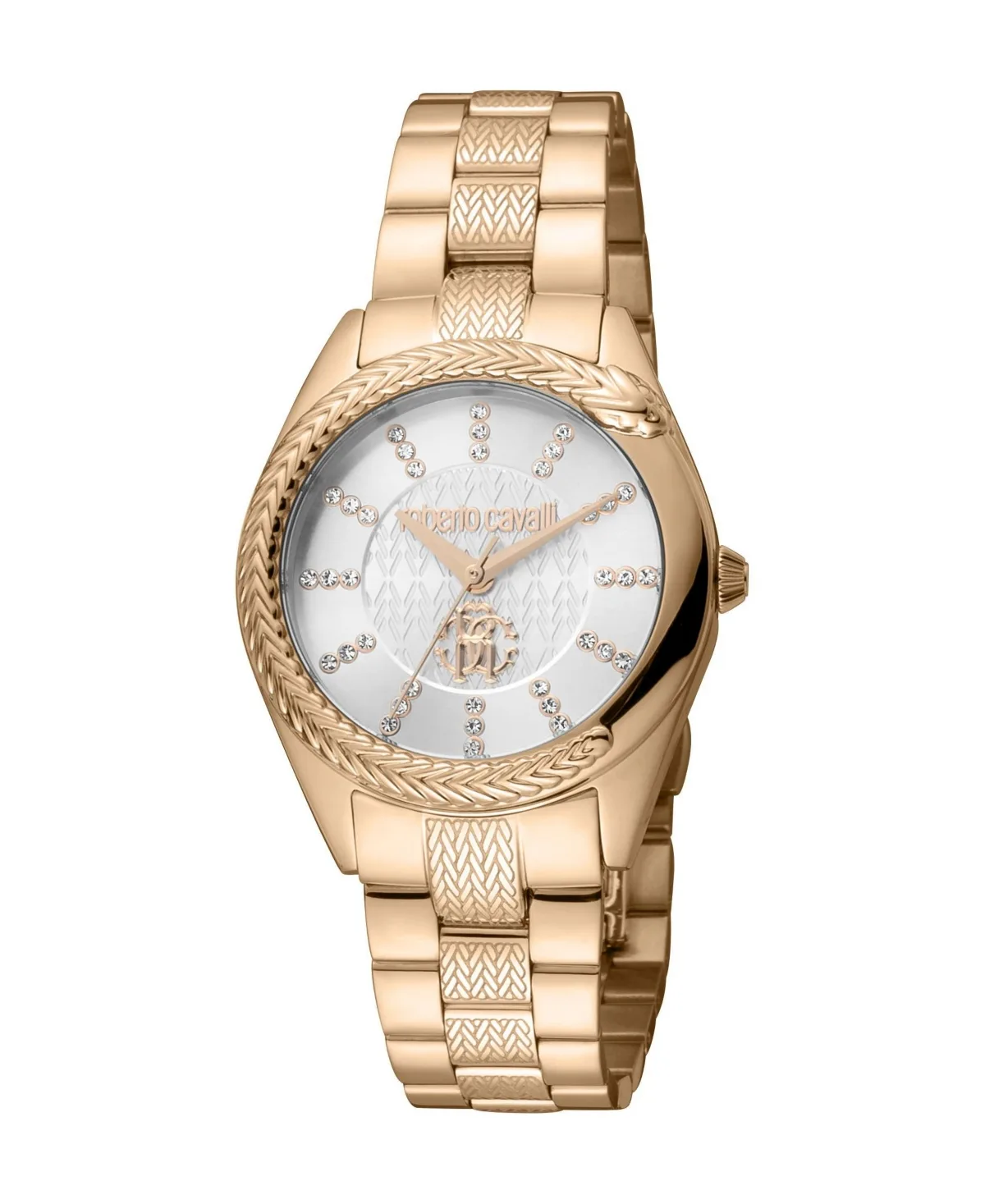 Roberto Cavalli Snake Core Quartz Ip Rose Stainless Steel Bracelet Watch