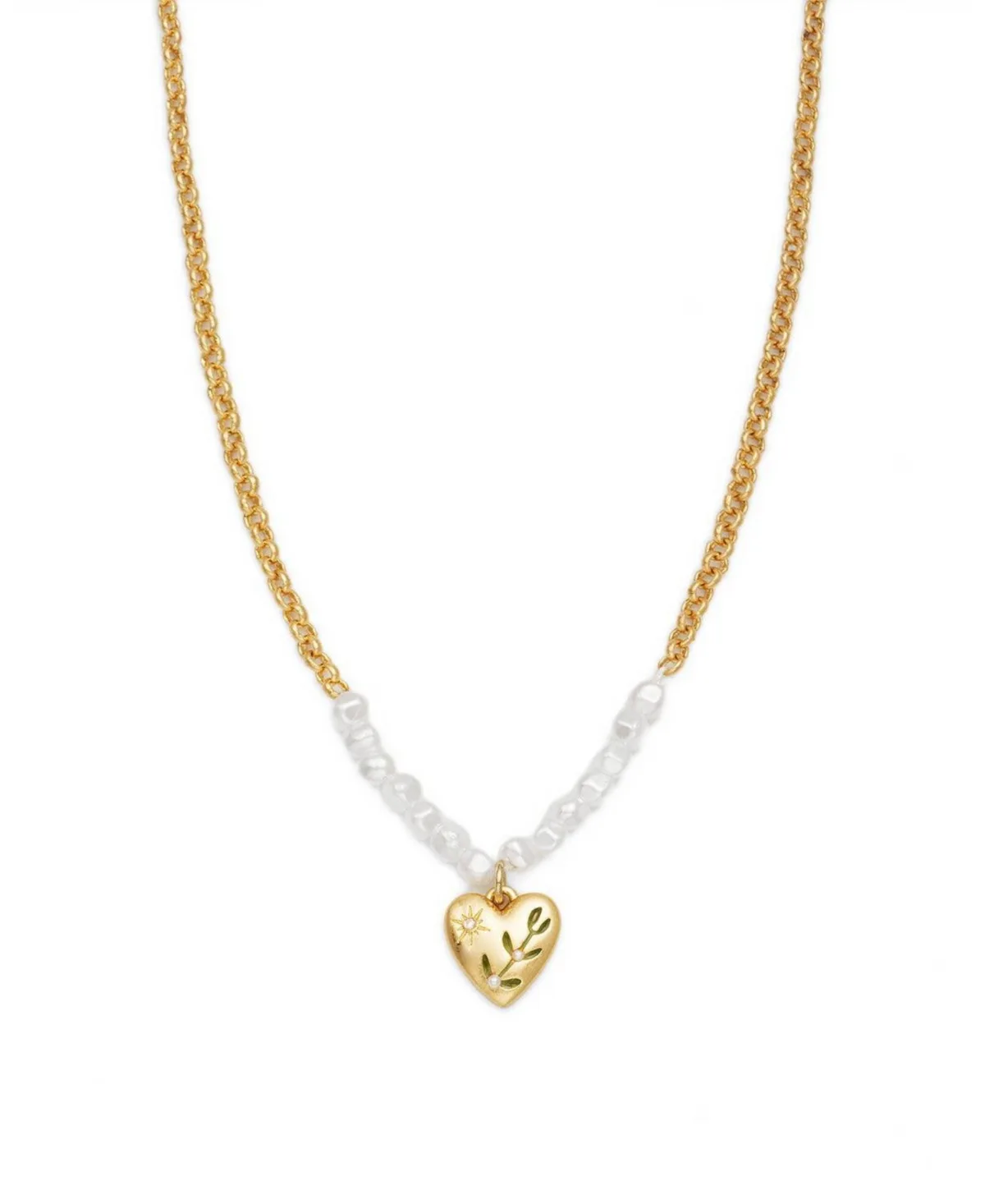 Niva Mistletoe Heart and Pearl Necklace by Fable England