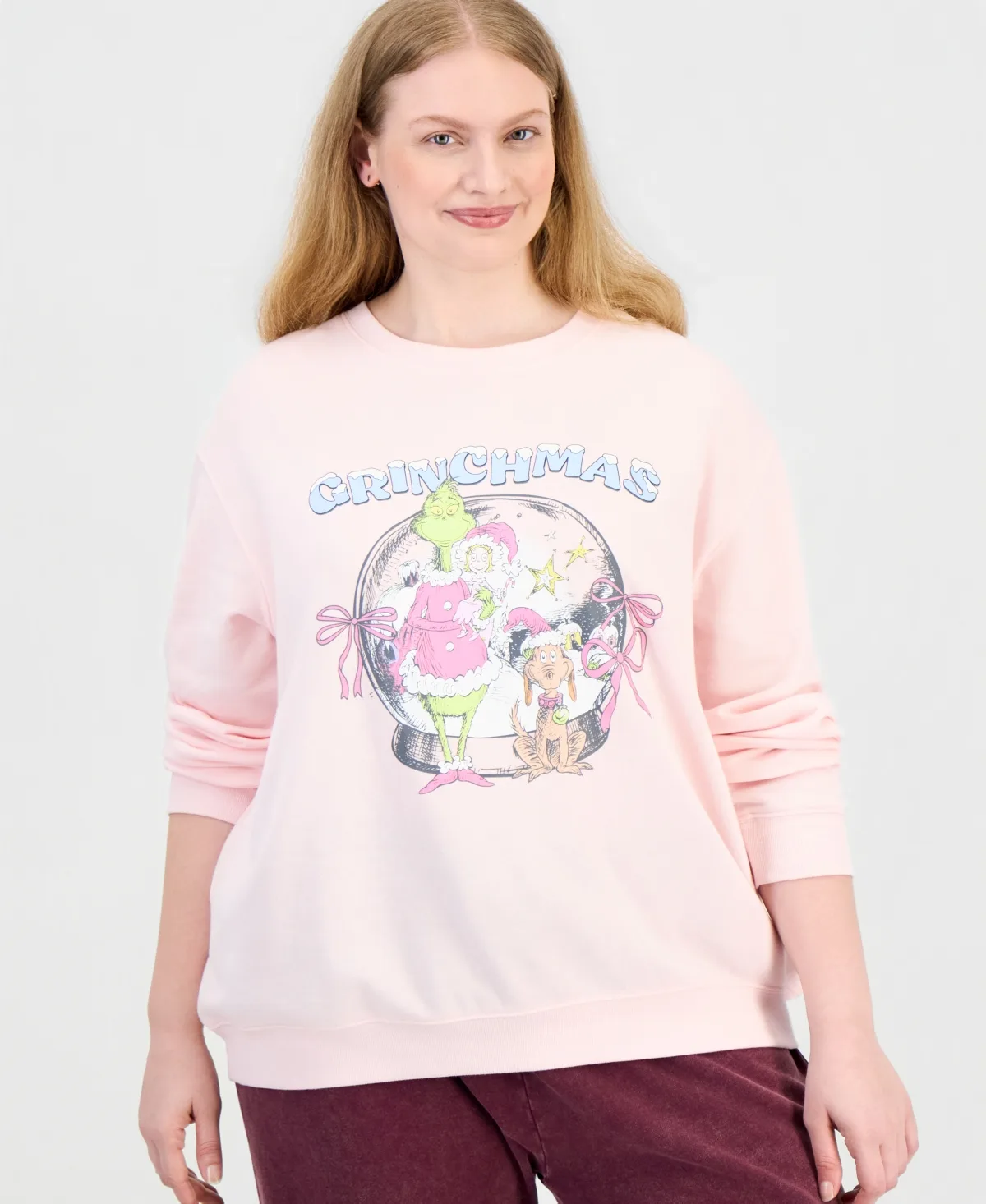 Grinchmas Crew Graphic Pullover Fleece Sweatshirt by Love Tribe