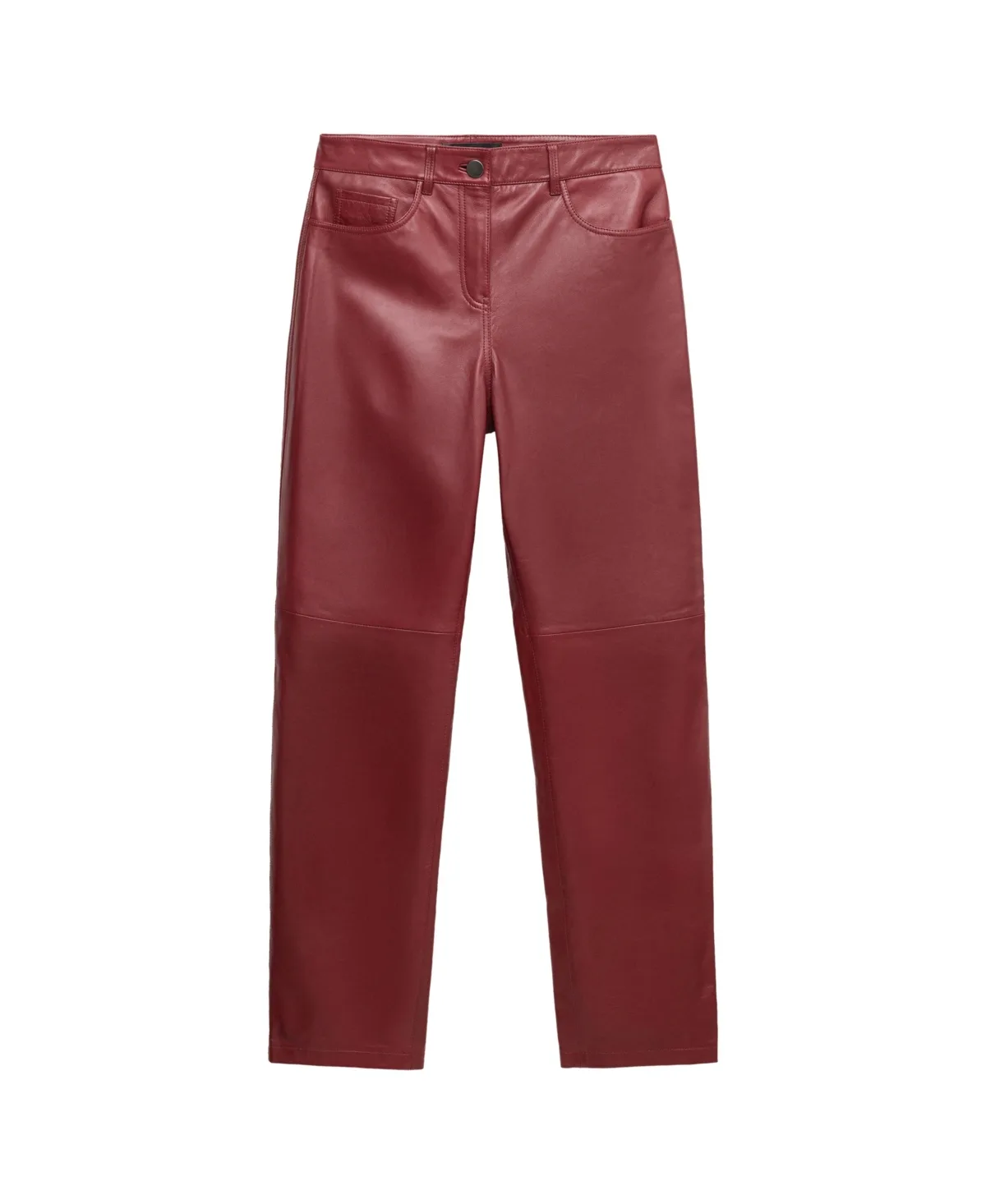 Selection Straight-Fit Mid-Rise Leather Pants by Mango