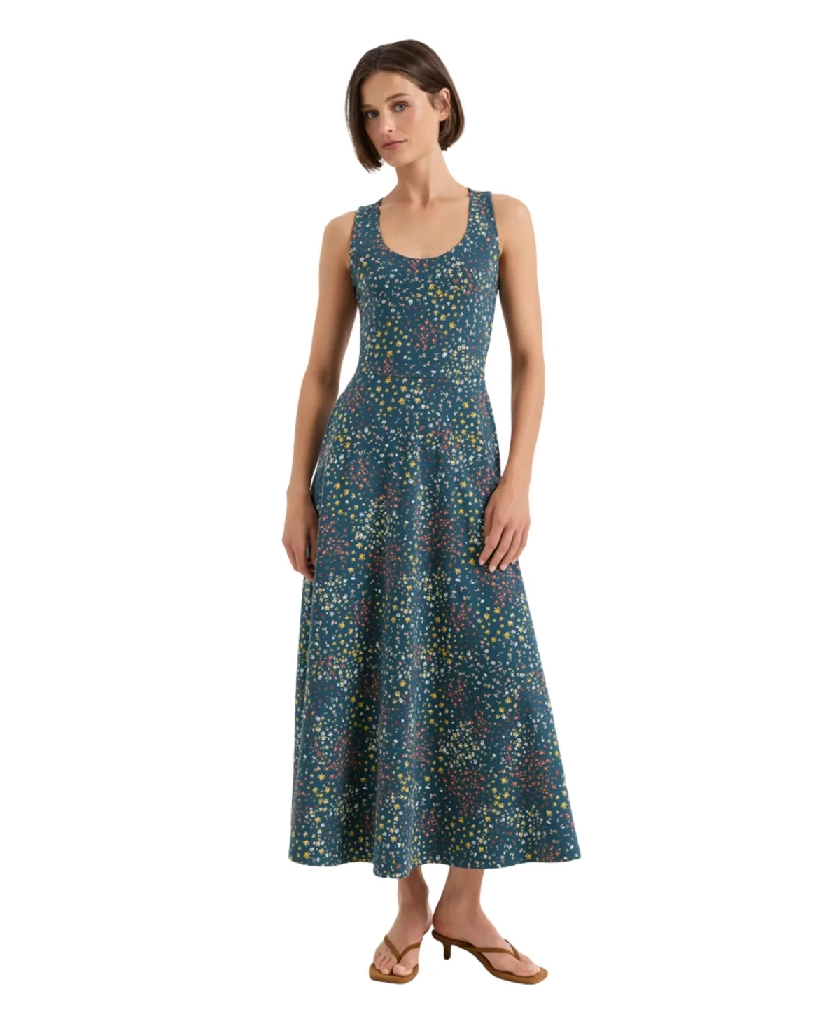 Fit & Flare Open Back Maxi Dress Made with Organic Cotton by Pact