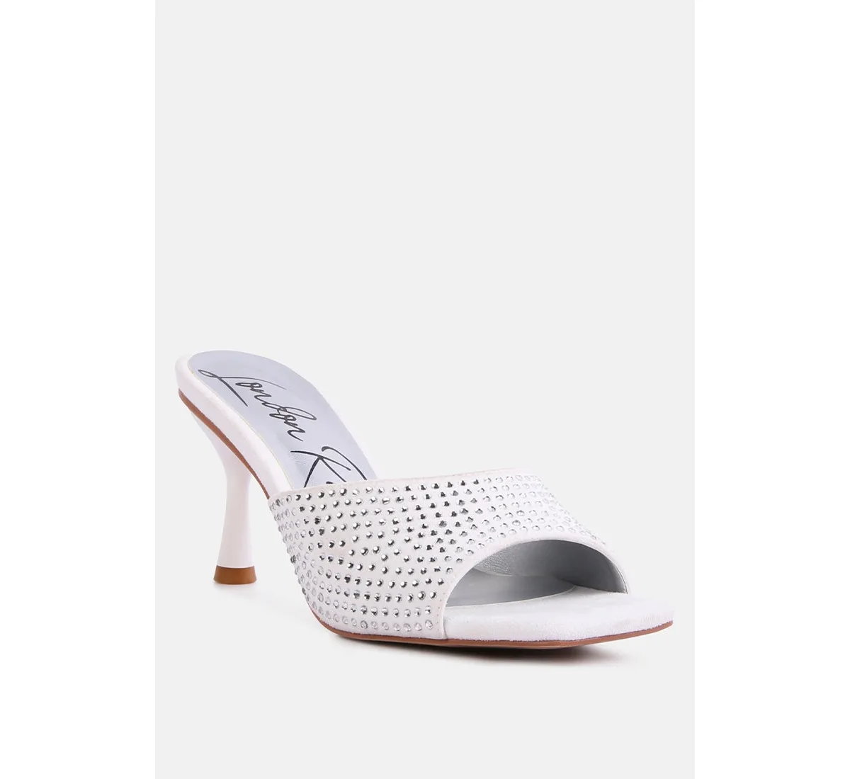 Imprint Heat Set Diamante Slip on Sandals by London Rag