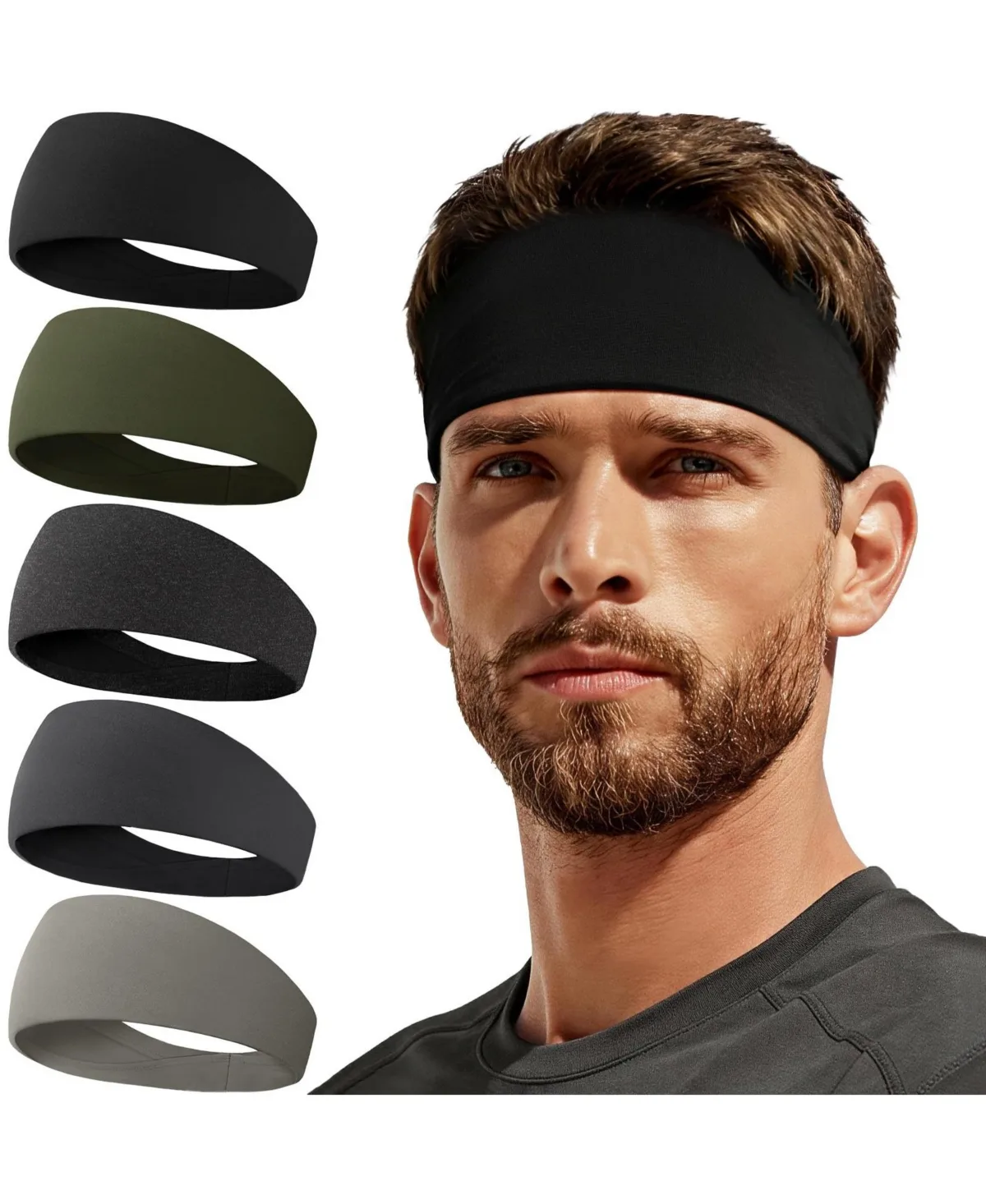 5 Pack Moisture Wicking Sports Headbands Lightweight Non Slip Workout Gear by Peneyon