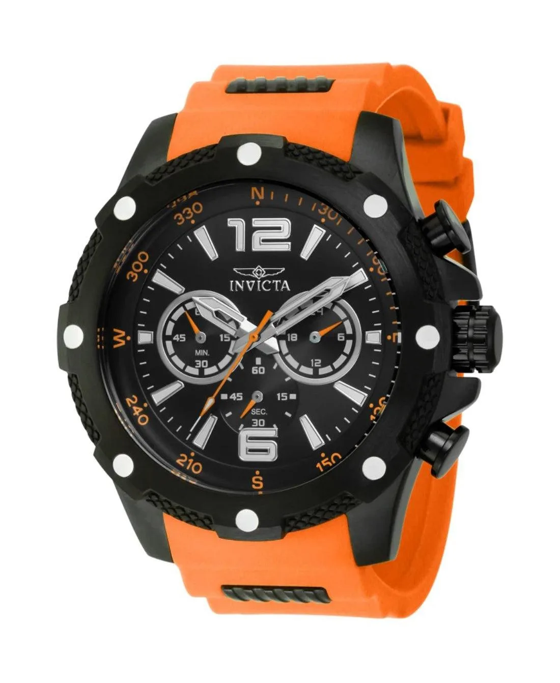 I-Force Quartz Sport Stainless Steel Orange and Black Rubber Watch, 50mm