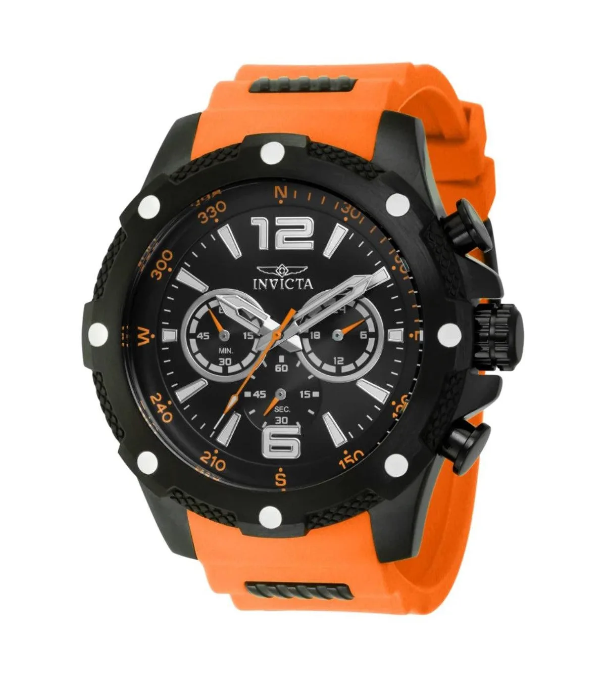 I-Force Quartz Sport Stainless Steel Orange and Black Rubber Watch, 50mm