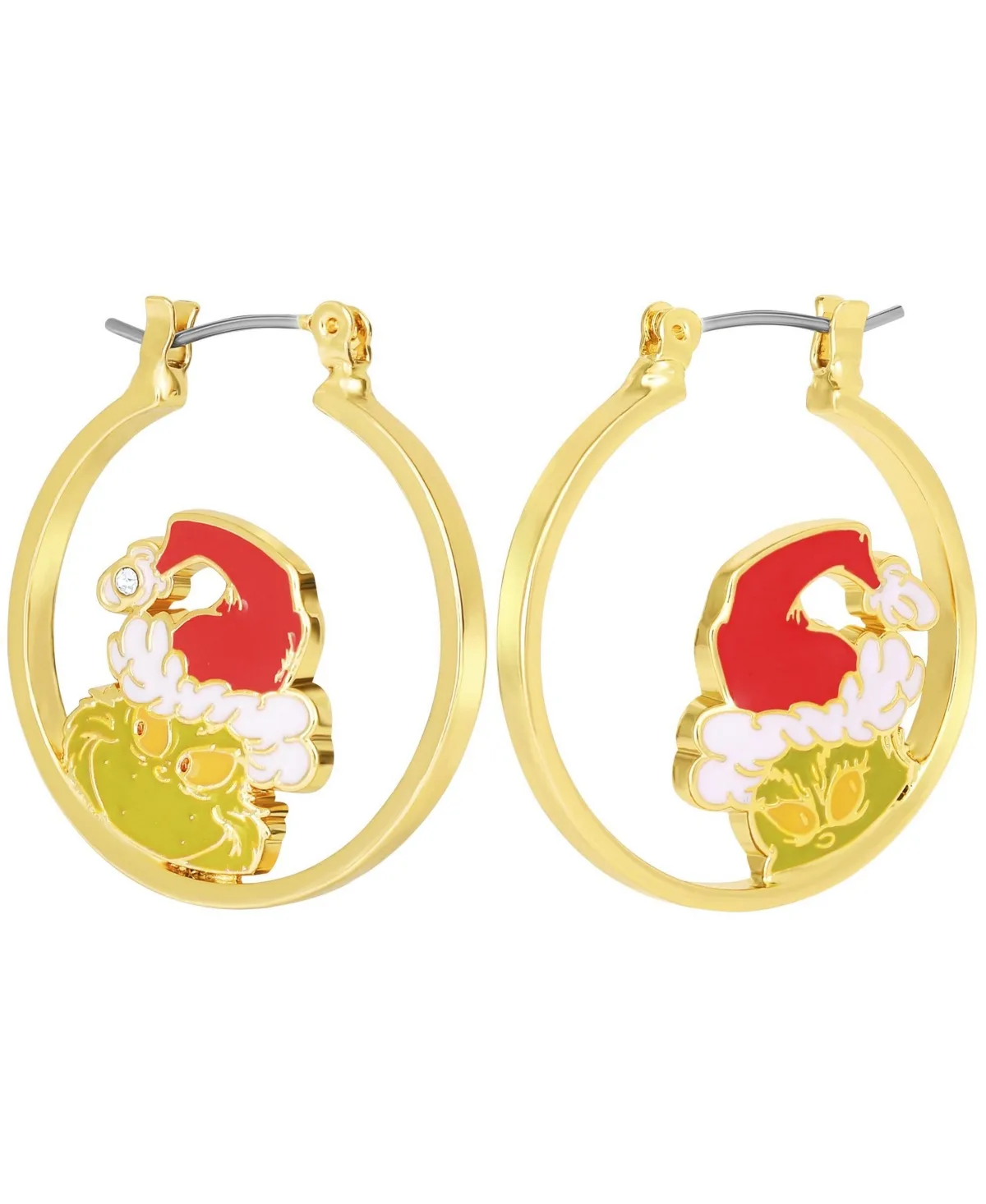 Gold-Tone Crystal the Grinch Mismatched Hoop Earrings by Dr Seuss