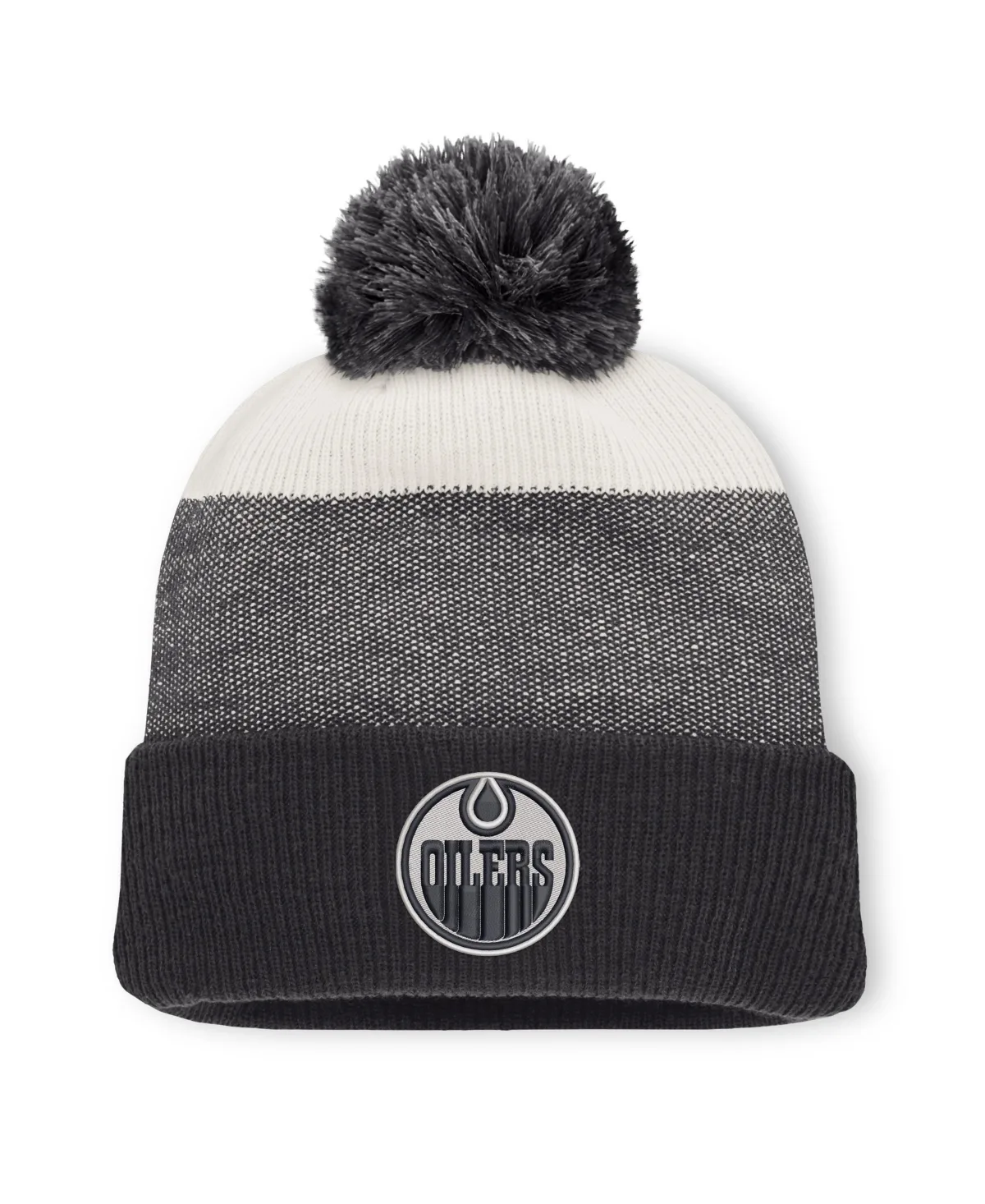 Edmonton Oilers Monochrome Cuffed Knit Hat with Pom by Fanatics