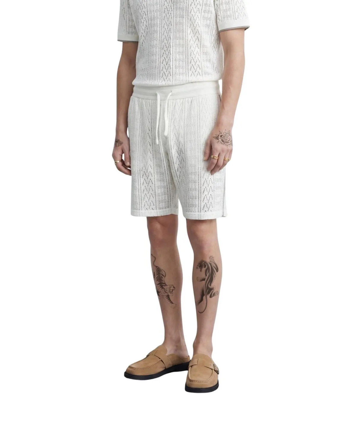 Oscar Tipped Crochet Cotton Shorts by Twisted Tailor