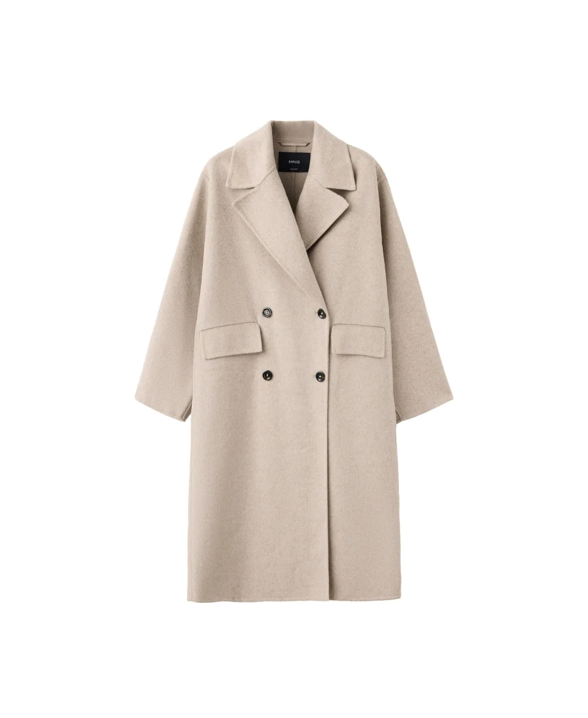 Wool-Blend Double-Breasted Coat by Mango