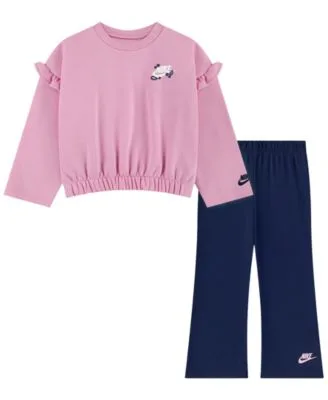 Ruffle Long Sleeve Top Flared Leggings 2 Piece Set by Nike