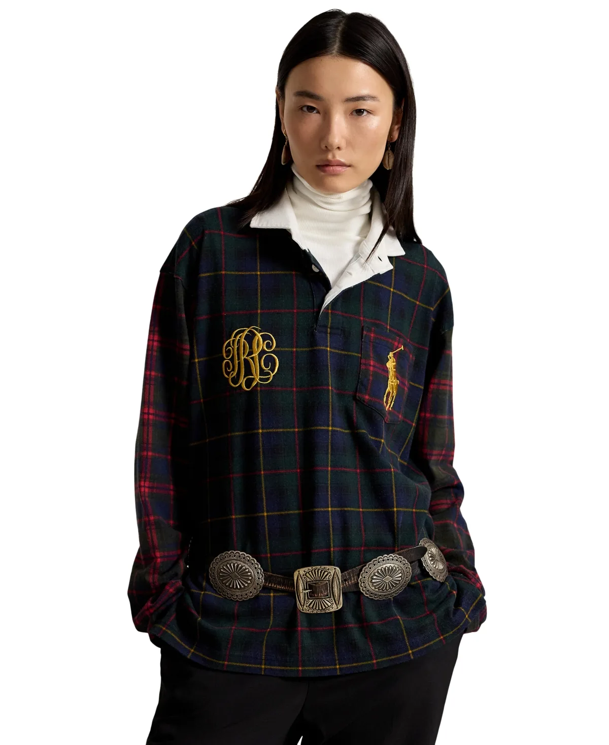Long-Sleeve Rugby Collar Plaid Rugby Jersey by Polo Ralph Lauren