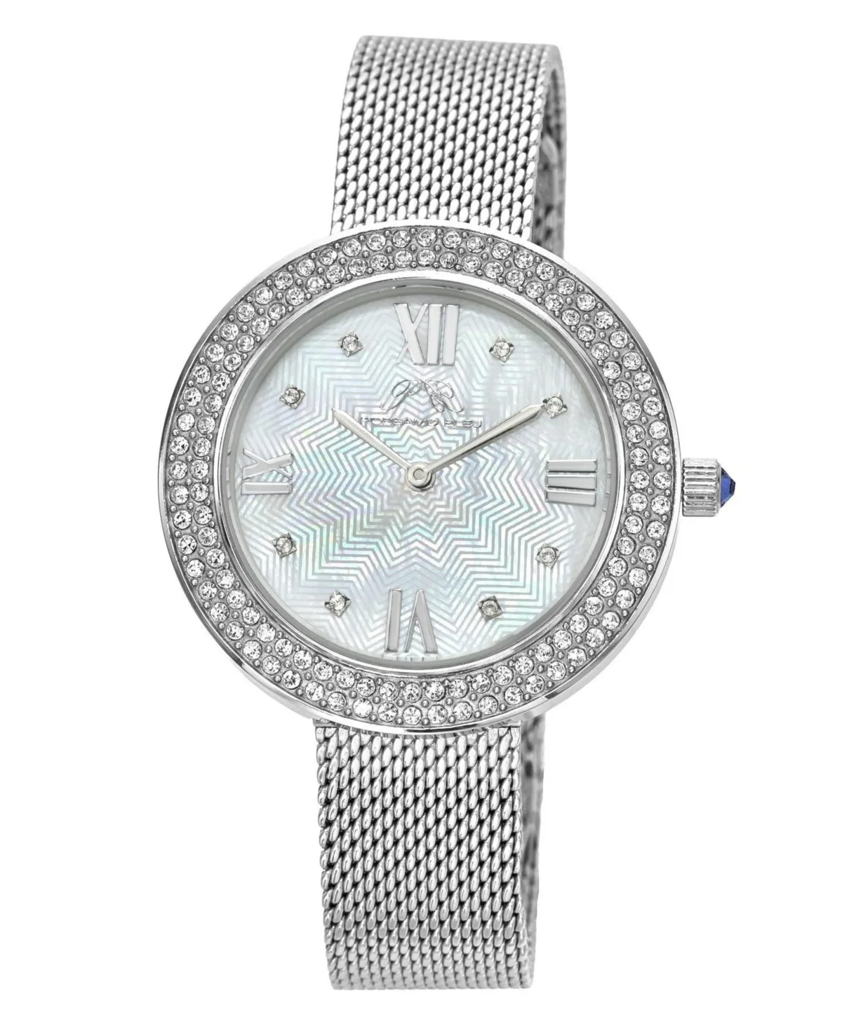 Quartz Madeleine Mother-of-Pearl Analog Silver Tone Stainless Steel Mesh Watch, 35 mm by Porsamo Bleu