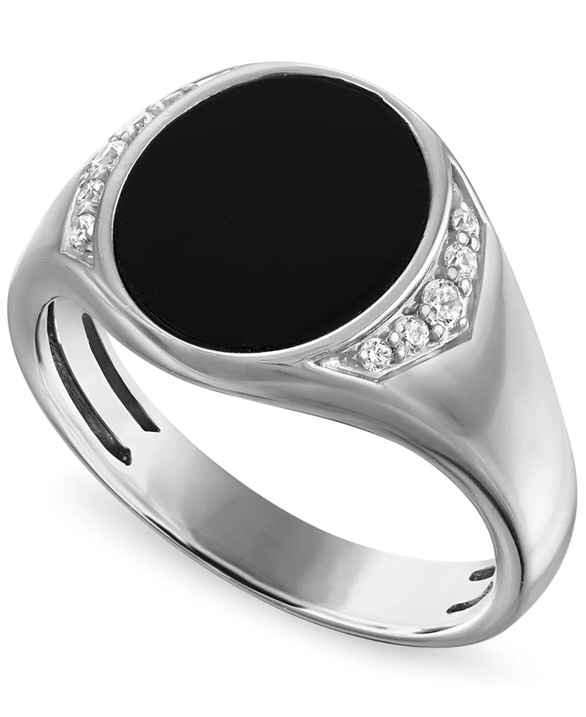 Black Onyx and White Diamond Cocktail Statement Ring by Macy's