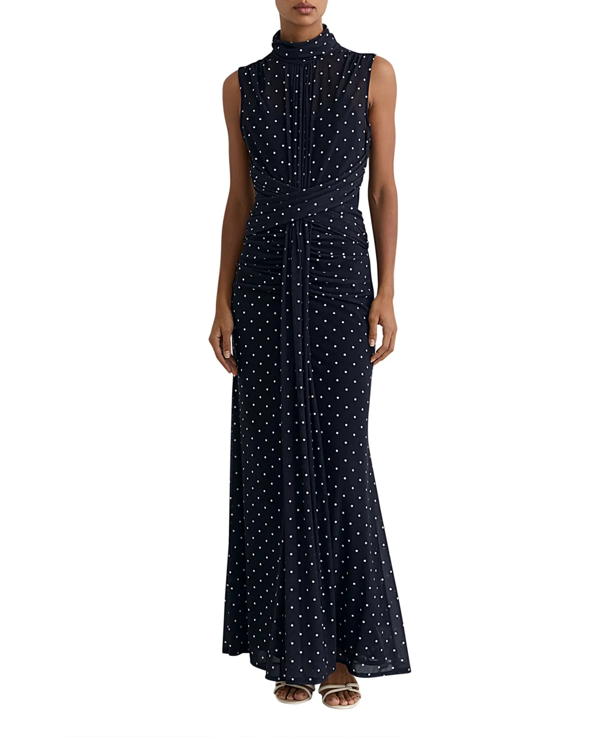 Polka-Dot Print Sleeveless Maxi Dress by Reiss