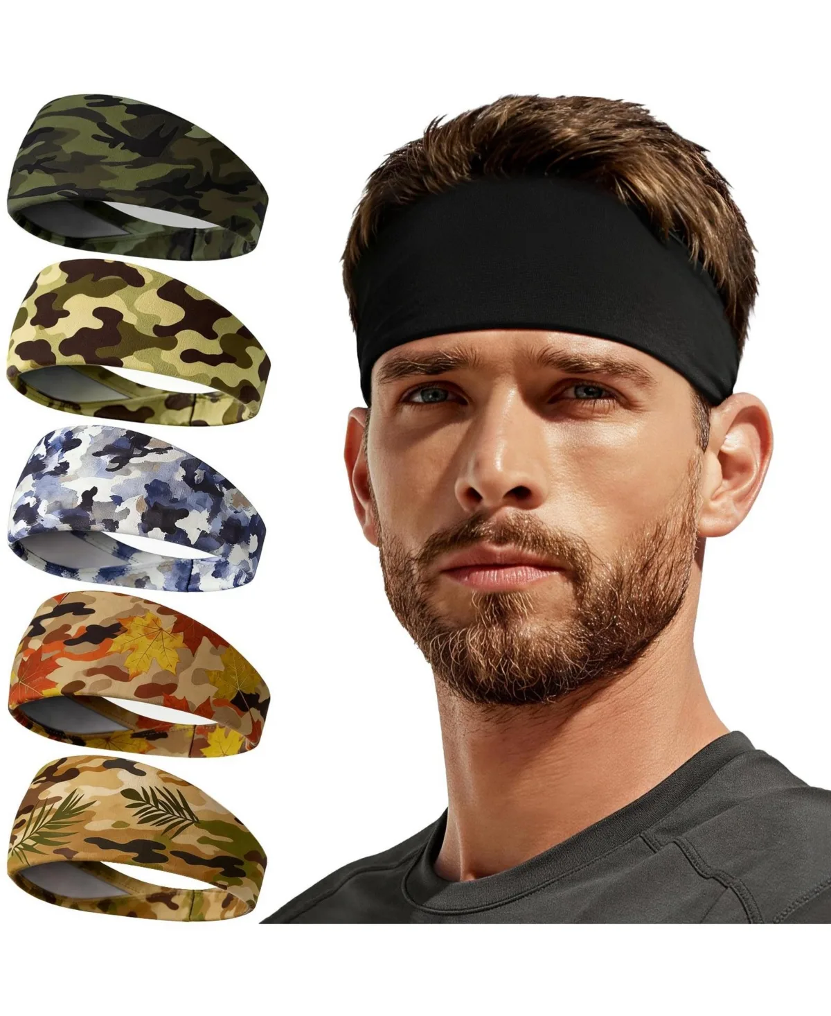 5 Pack Moisture Wicking Sports Headbands Lightweight Non Slip Workout Gear by Peneyon