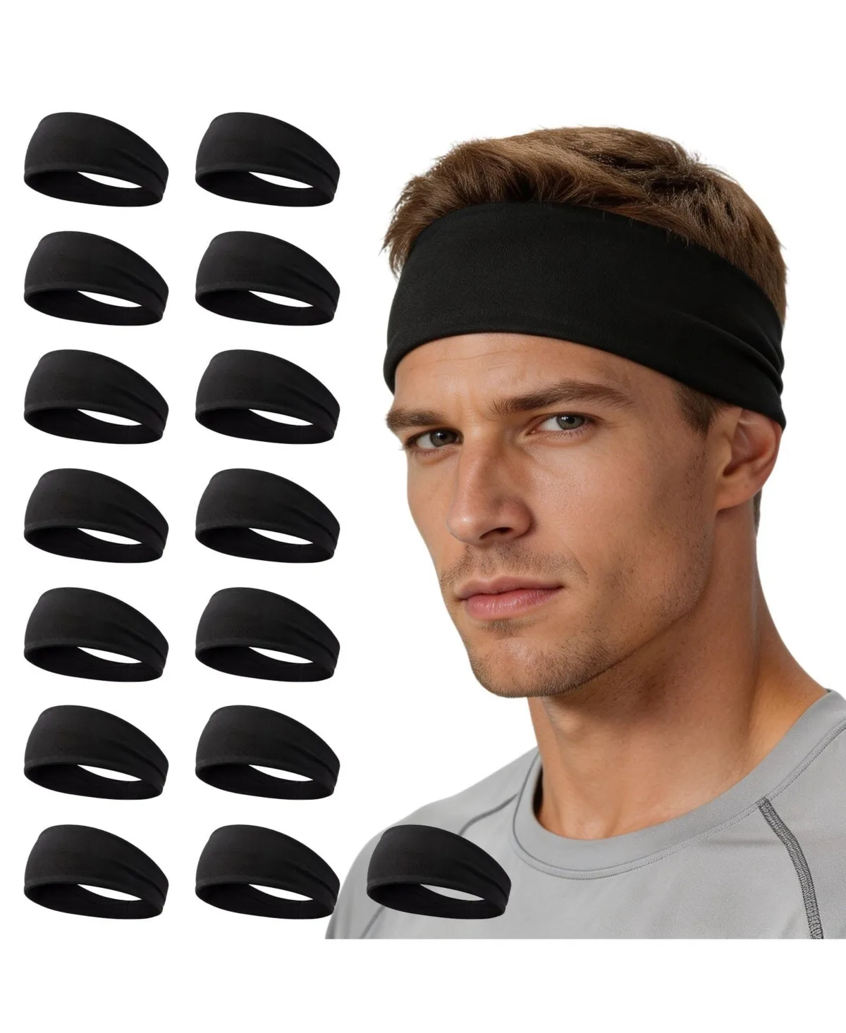 15 Pack Sports Headbands Wicking Non Slip Stretchy Workout Running Yoga Gym by Sportneer