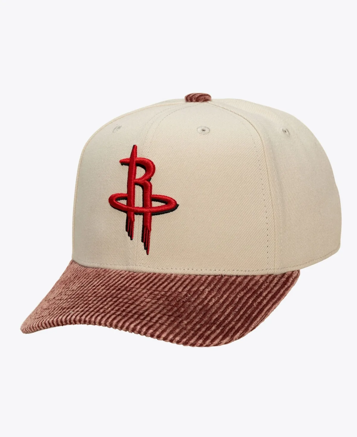 Houston Rockets Washed Corduroy Pro Crown Snapback Hat - Cream by Mitchell & Ness
