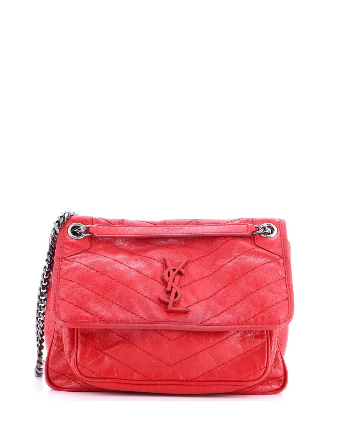 Pre-Owned Saint Laurent Medium Niki Chain Flap Bag Matelasse Chevron Leather