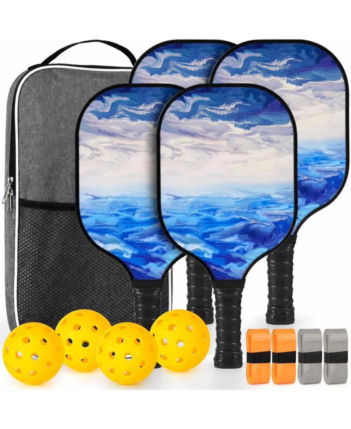 Usapa Approved Fiberglass Pickleball Paddles Set with Polypropylene Core Ergonomic Grip Carry Bag by Sportneer