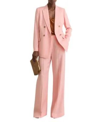 Double Breasted Peak Lapel Suit Jacket Wide Leg Suit Trousers by Reiss