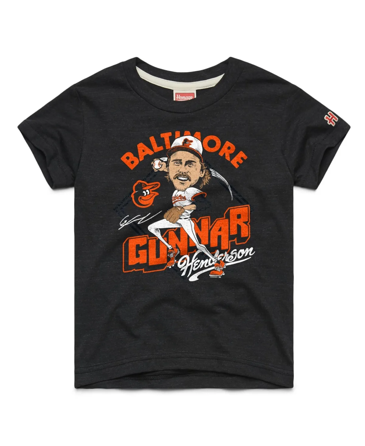 Gunnar Henderson Baltimore Orioles Caricature Tri-Blend T-Shirt by Homage