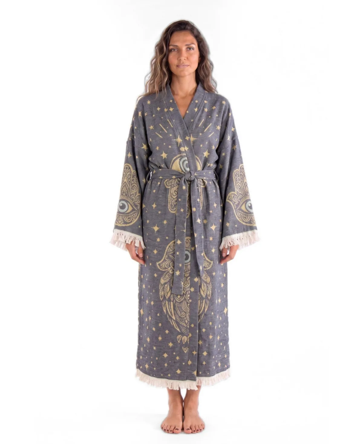 Nyra Handwoven Jacquard Printed Fringed Festival Robe by Tutunaki