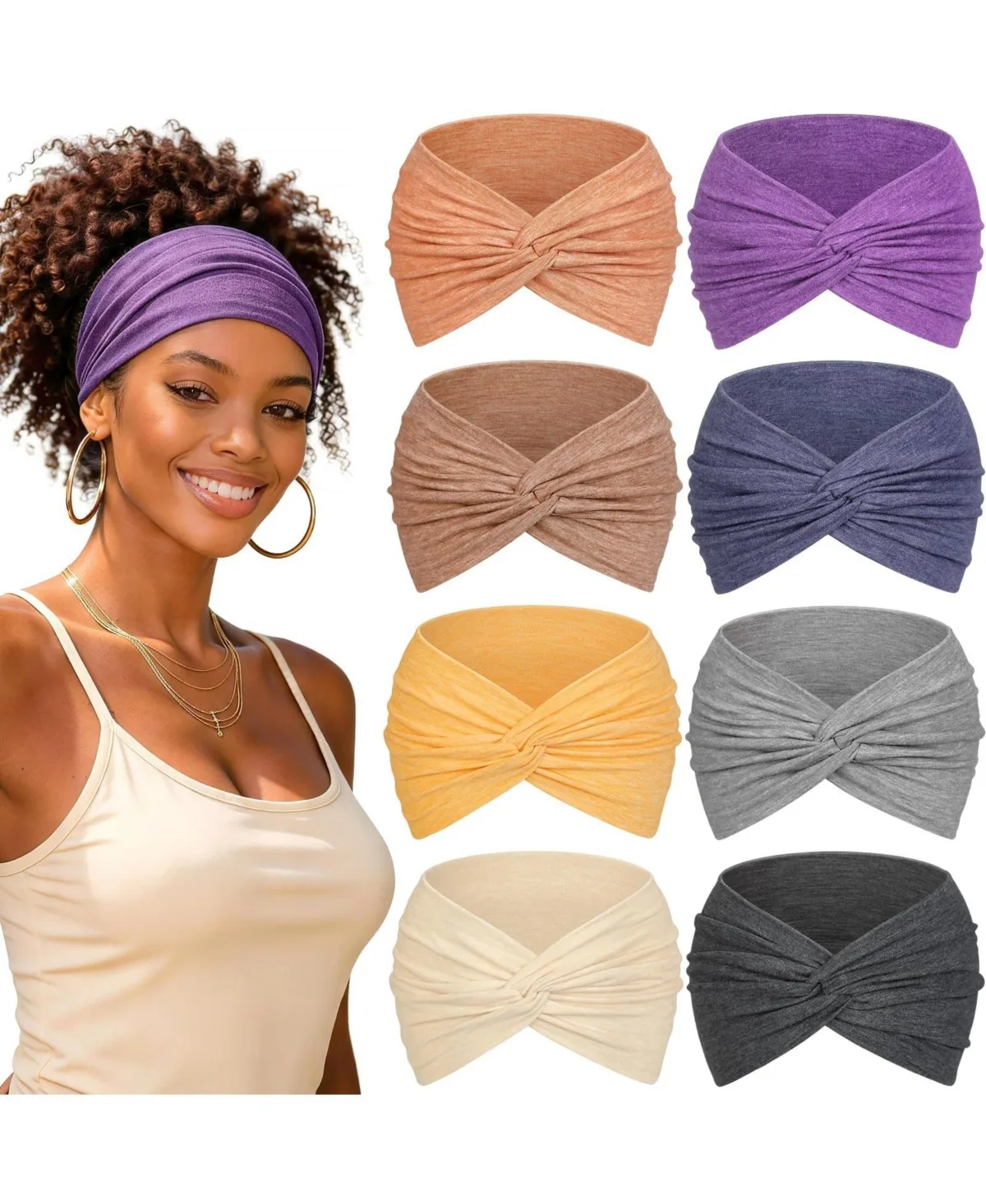 Boho Wide Knotted Headband 8-Piece Set by Furlihong