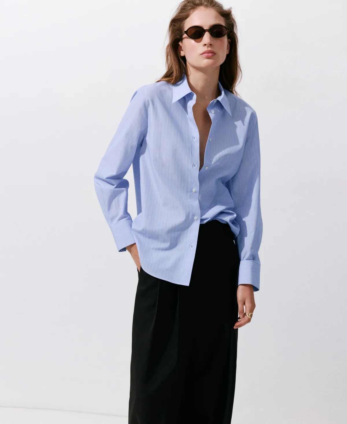 Pinstripe Straight Shirt by Mango