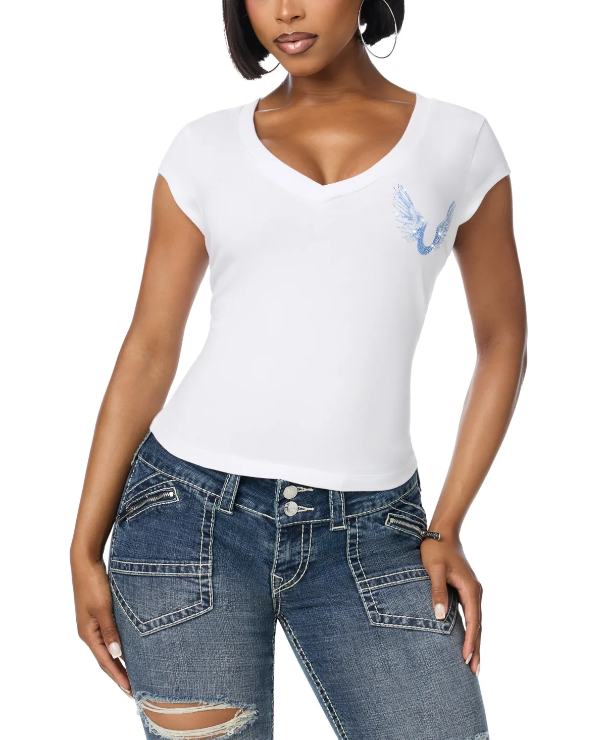 Crystal Wing Graphic Embellished T-Shirt by True Religion